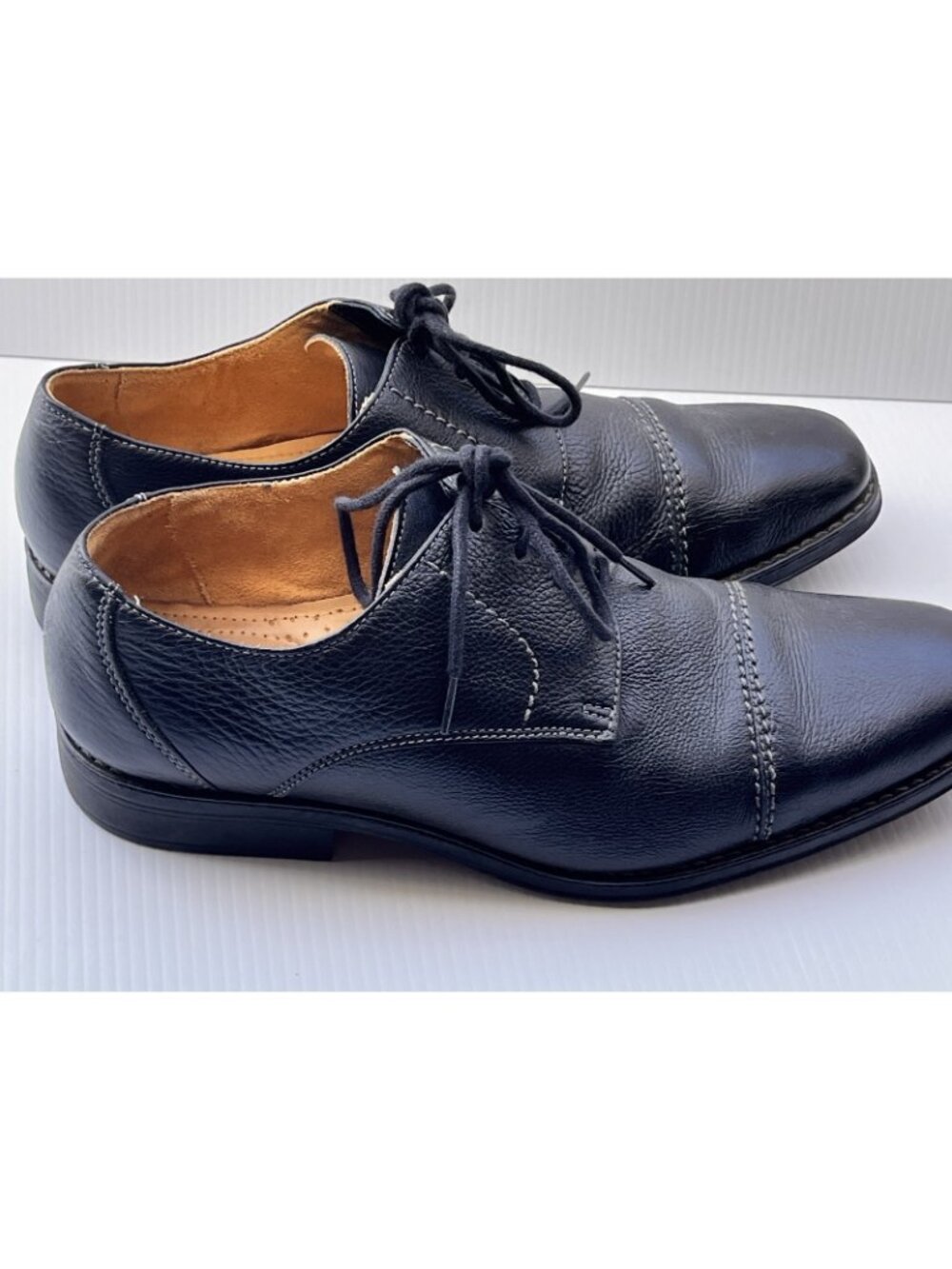 Sandro Moscoloni Mens 10.5 D Black Leather Cap Toe Derby Dress Shoes Brazil - Picture 8 of 14